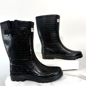 Black Rain Boots With Buckle Wo’s Size 7